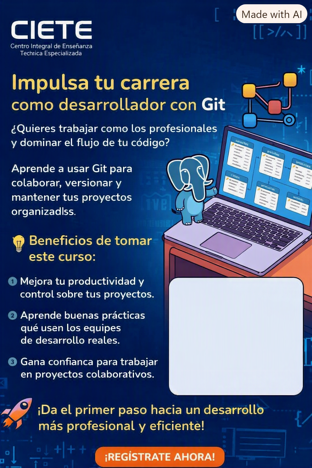 Flyer del curso Git Profesional desde Cero