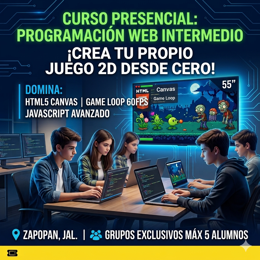 Flyer del curso Programación Web Intermedio
